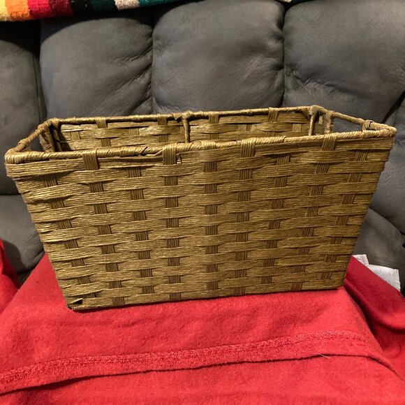 Natural Rectangular Water Hyacinth Storage Basket w/Handles-6" H-12" Long & 7"W - Picture 10 of 10